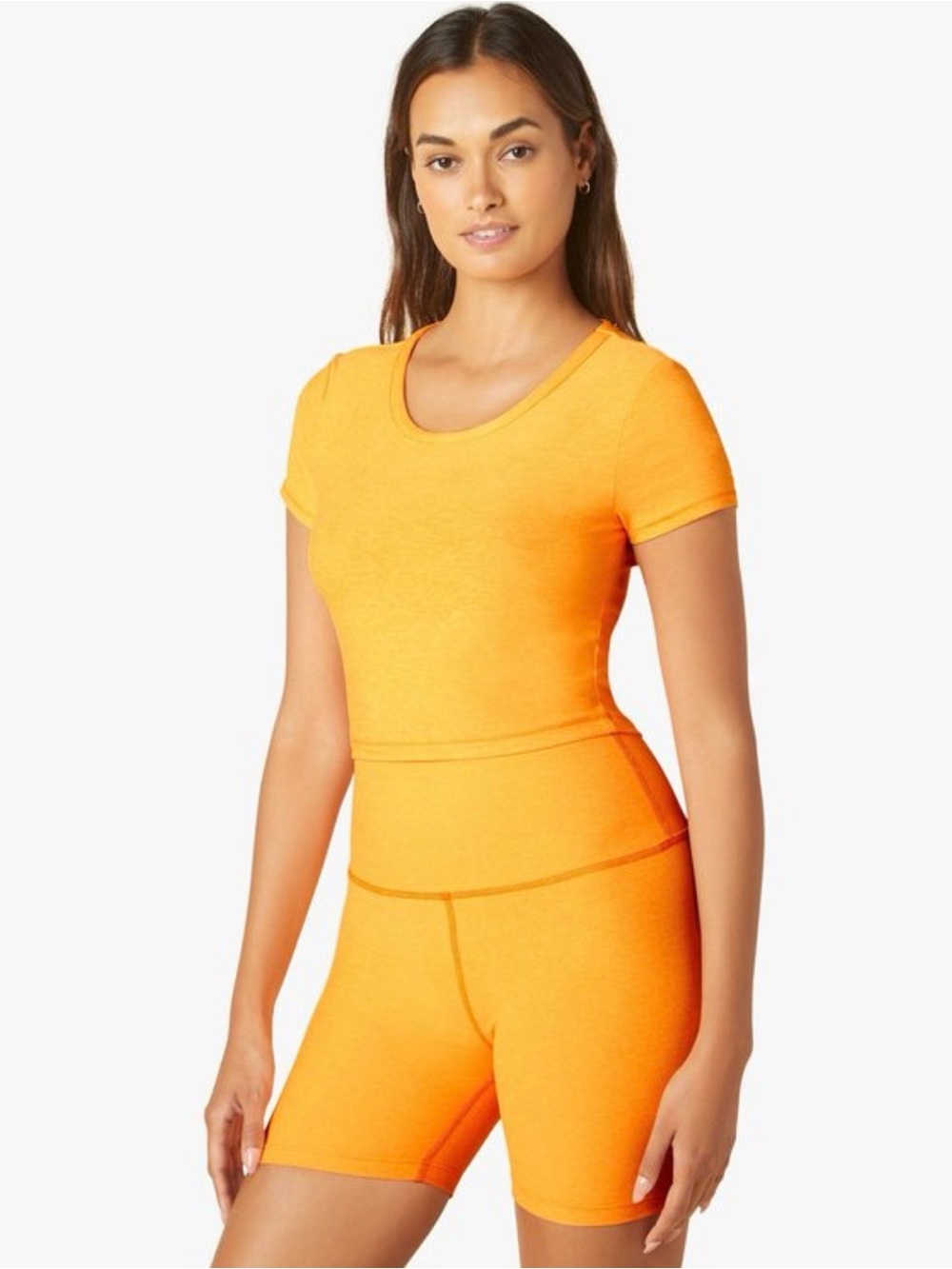 Beyond Yoga Perspective Cropped Tee- Mango Pop